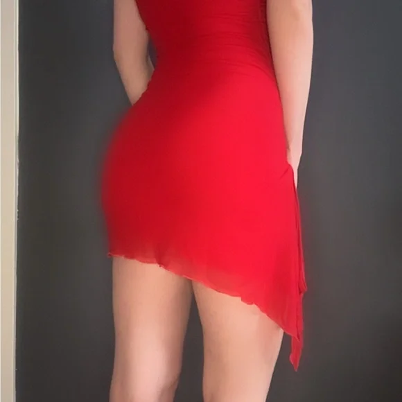 Chic Scarlet Mini Dress - Picture 5 of 6